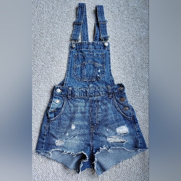 H&M Jeans Hm Divided Distressed Overalls Shorts Poshmark